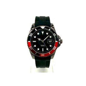 Red Black Round Rubber Silicone Strap Luxury Custom Date Watch